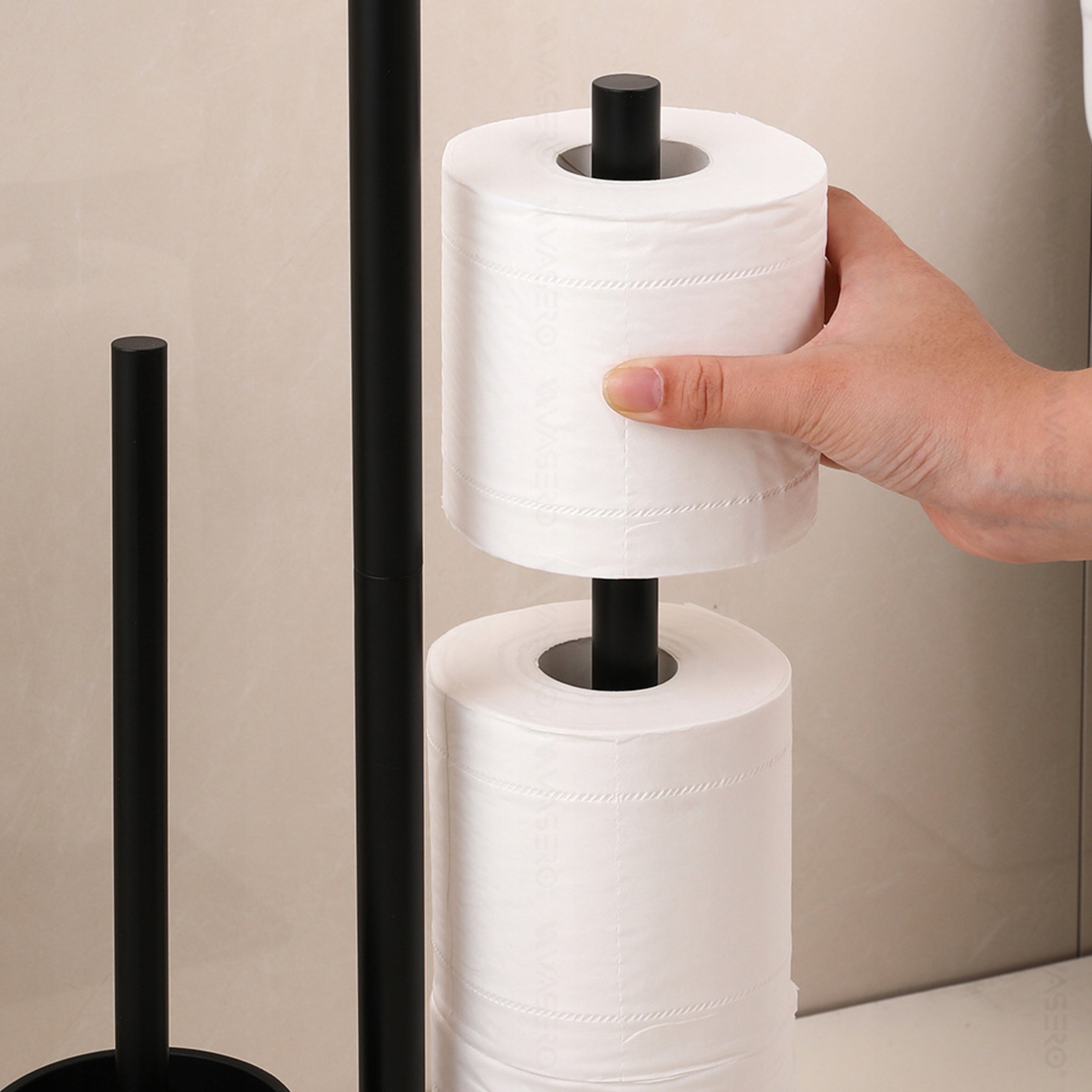 Metal Toilet Paper Stand + Bamboo Shelf Brush Holder Manufacturer code S0424V