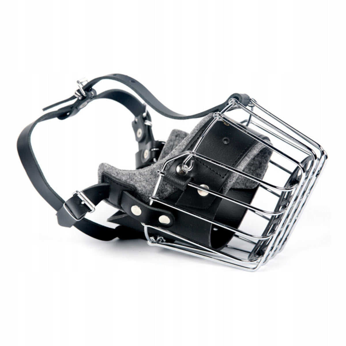 Metal and leather muzzle for dog Pitbull Shepherd large Dingo circumference 31 cm Packaging status original