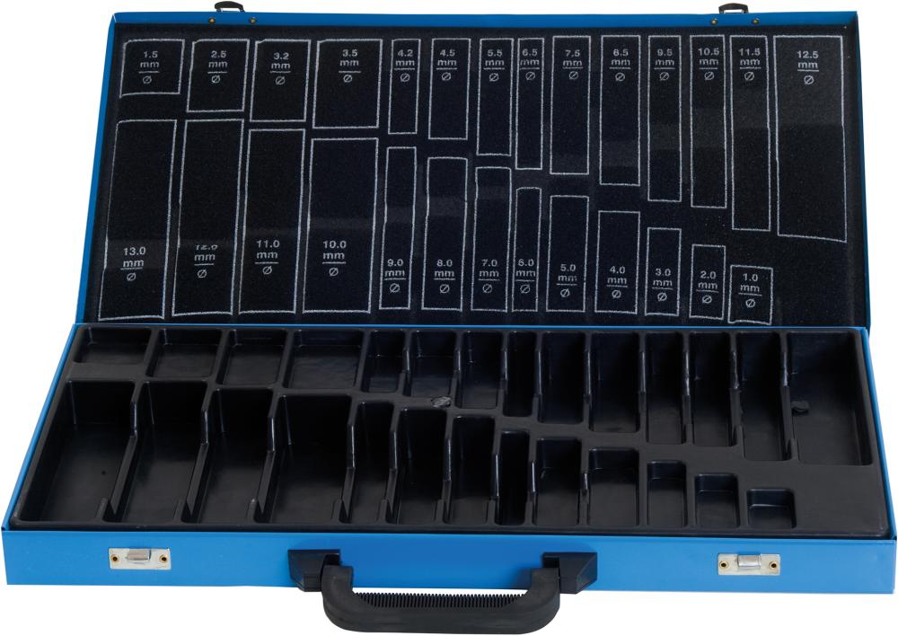 Metal cassette for drill bits with compartments blue empty 230-part DIN 338