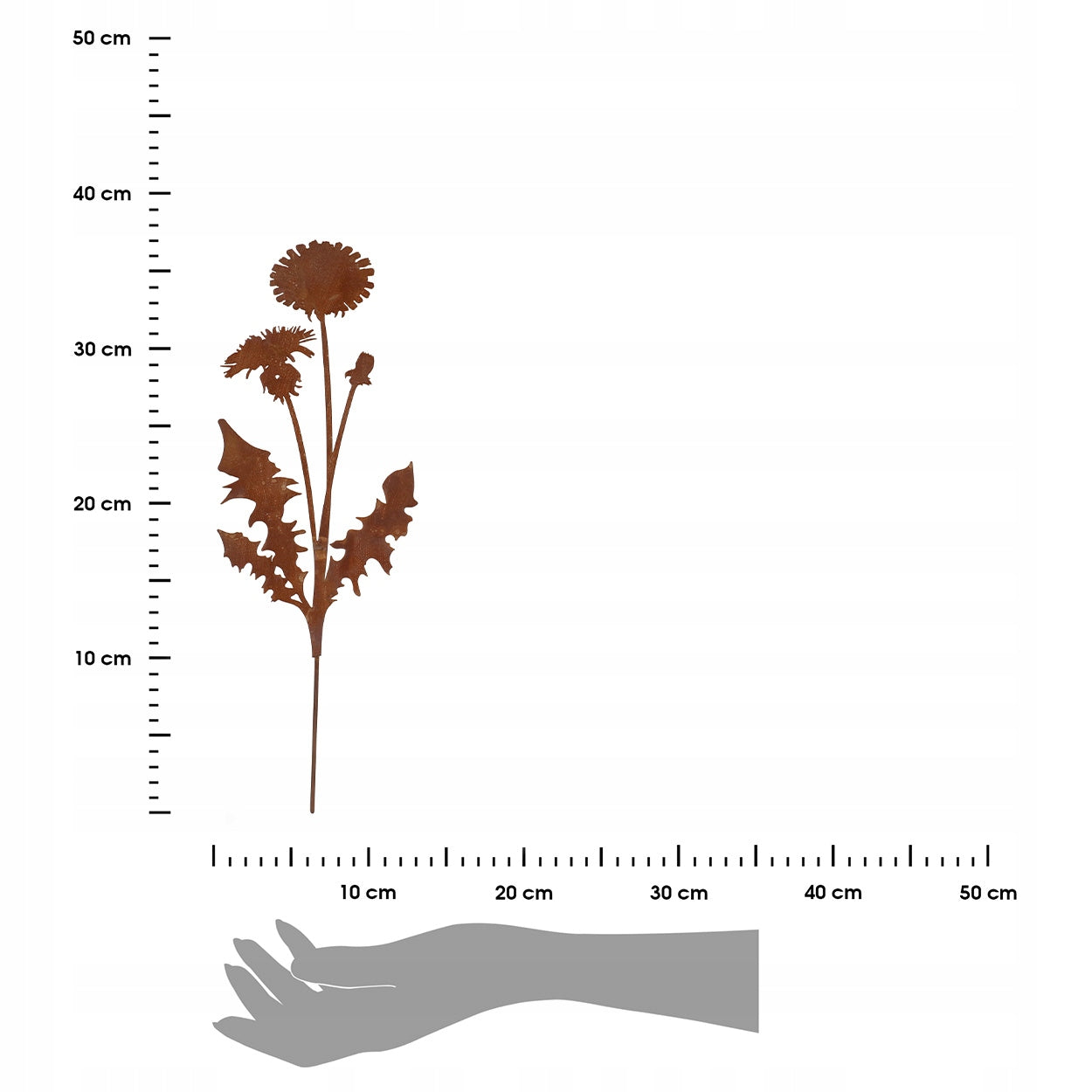 Metal dandelion on peak h37 cm FLOWER to drive into the Garden Terrace Steel Corten Manufacturer code TT263