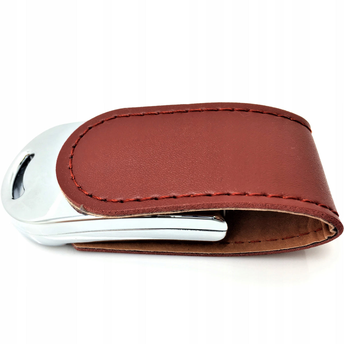 Metal flash drive - leather 1 GB, usb 2.0 with engraving