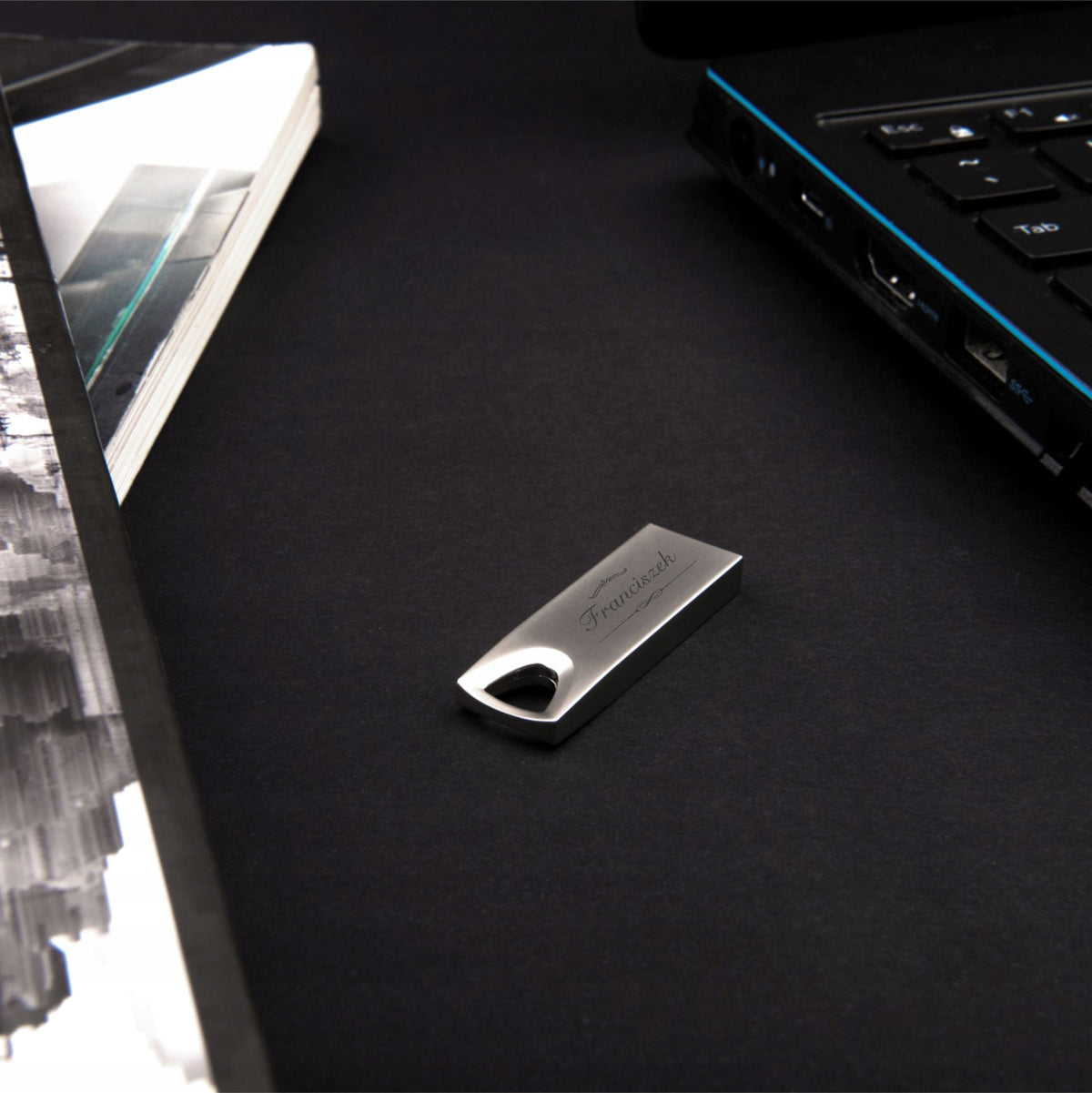 Metal flash drive mini ELEGANCE 128 GB USB 2.0 + engraving + NAME FOR GIFT Brand Derentis