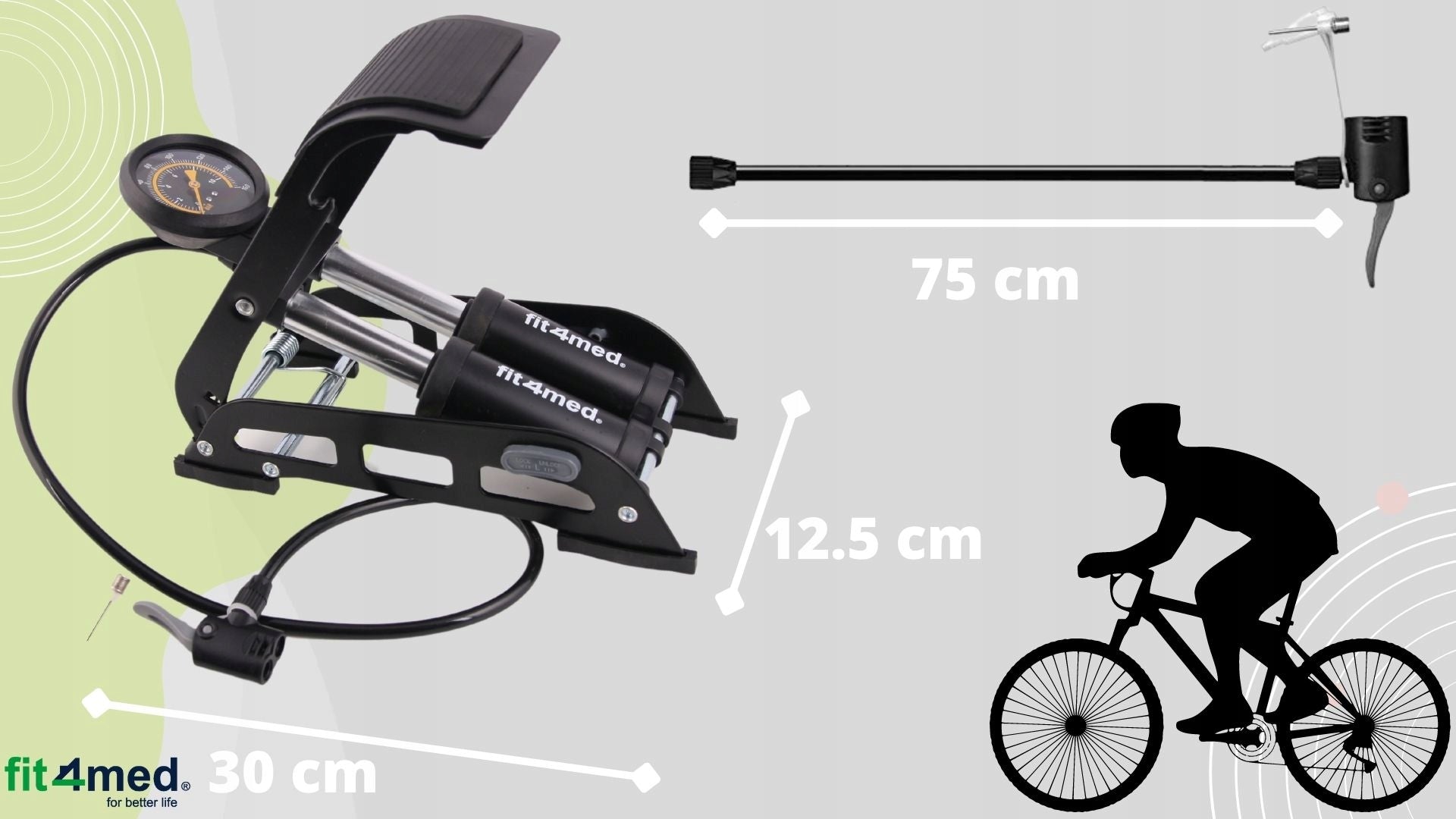 Metal foot bicycle pump with pressure gauge solid fast pumping auto Manufacturer code 713