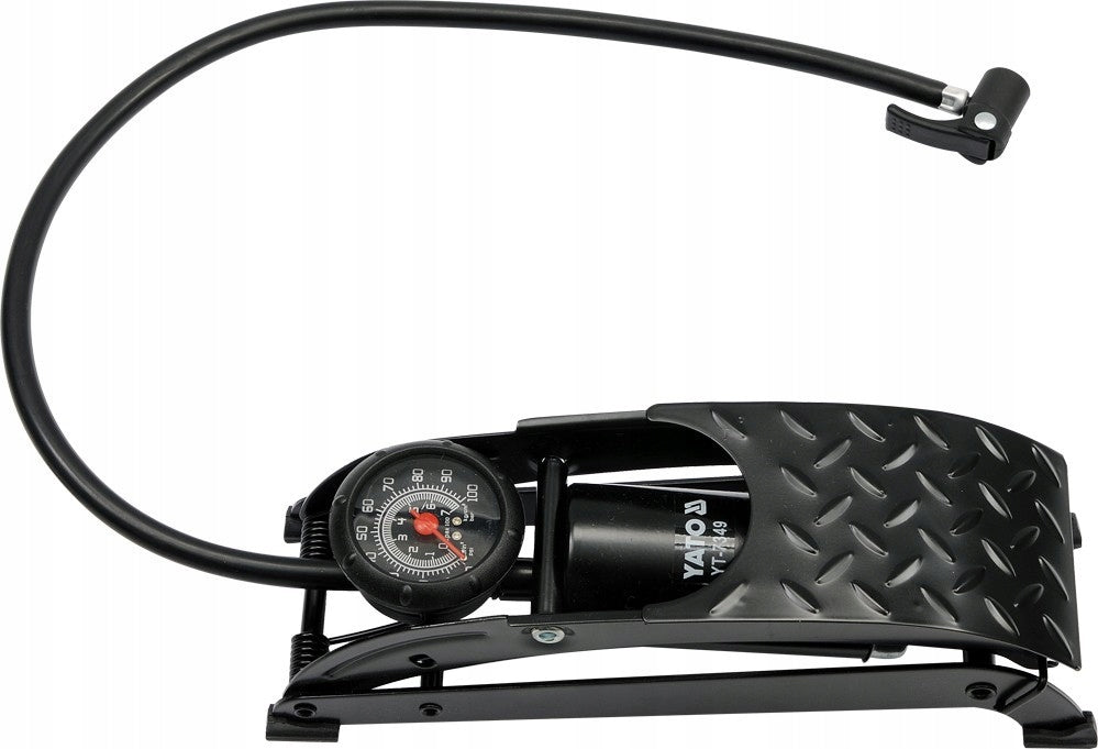 Metal foot pump with pressure gauge + accessories Yato Manufacturer code YT-7349