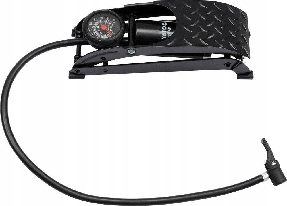 Metal foot pump with pressure gauge + accessories Yato