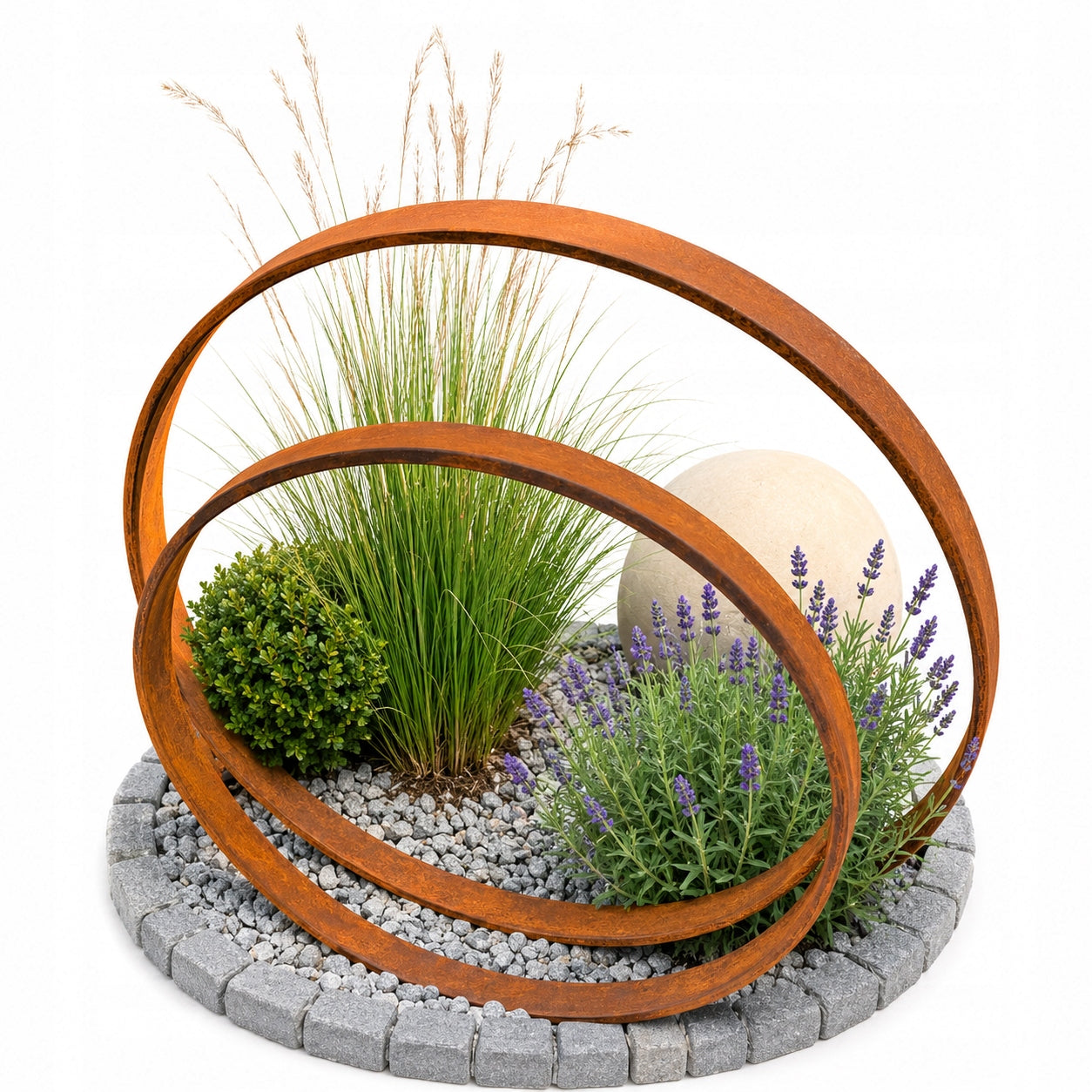 Metal hoop for garden 2 pcs rust ornament garden sculpture circle
