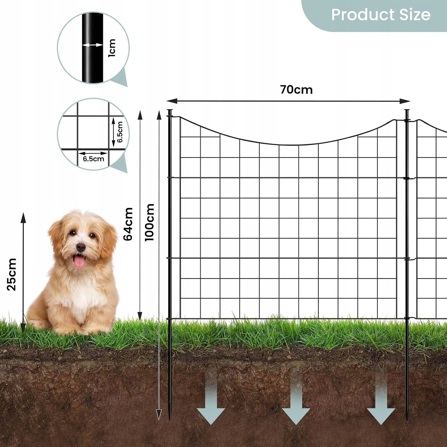 Metal mesh DOG FENCE 5 panels 70 x 64 cm WOLTU Brand Woltu