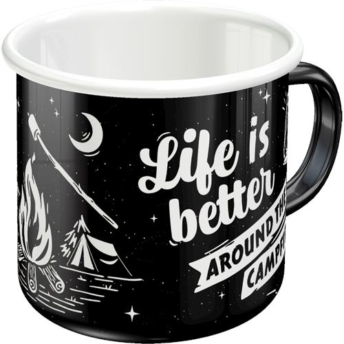 Metal mug for camping under tent gift Color black
