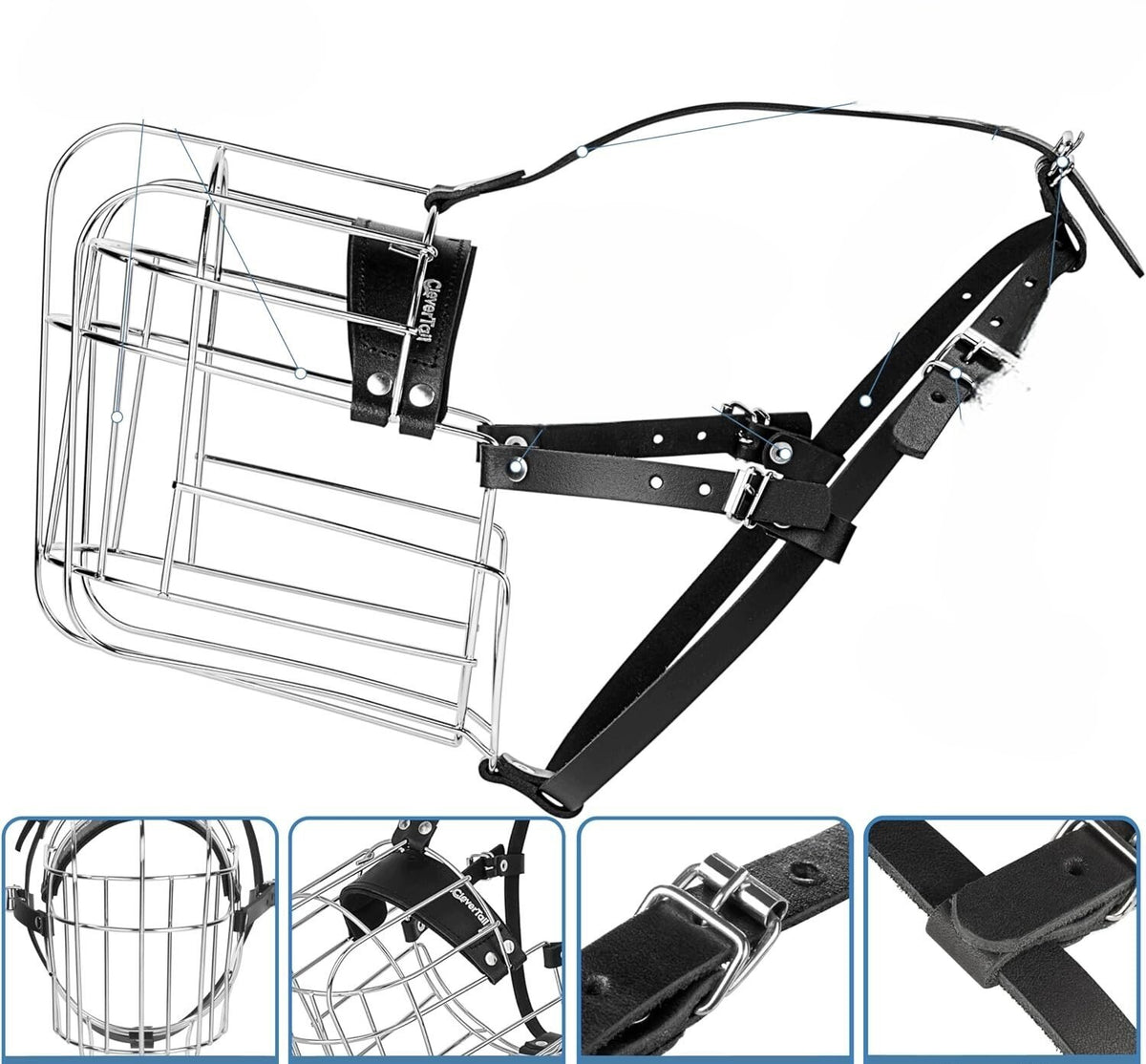 Metal muzzle Basket XXL Leather Straps Adjustable Genuine Leather Brand no brand