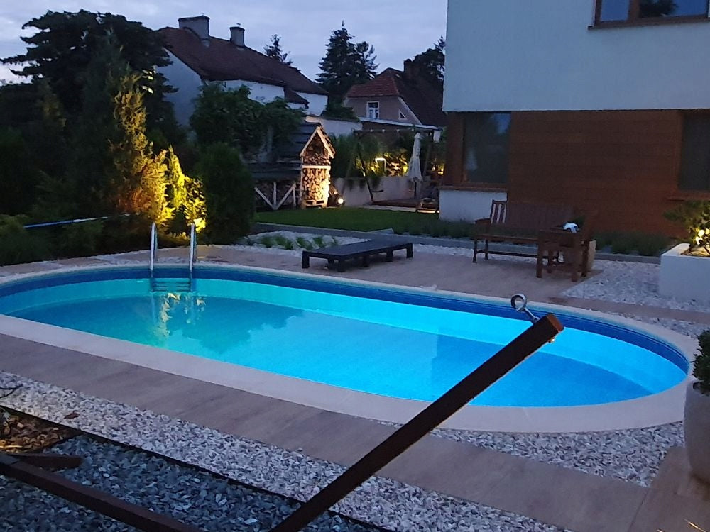 Metal pool 8x4,16x1,5 m professional installation, high quality accessories. Color blue