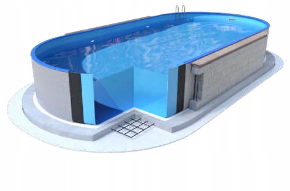 Metal pool 8x4,16x1,5 m professional installation, high quality accessories. Volume 44000 l