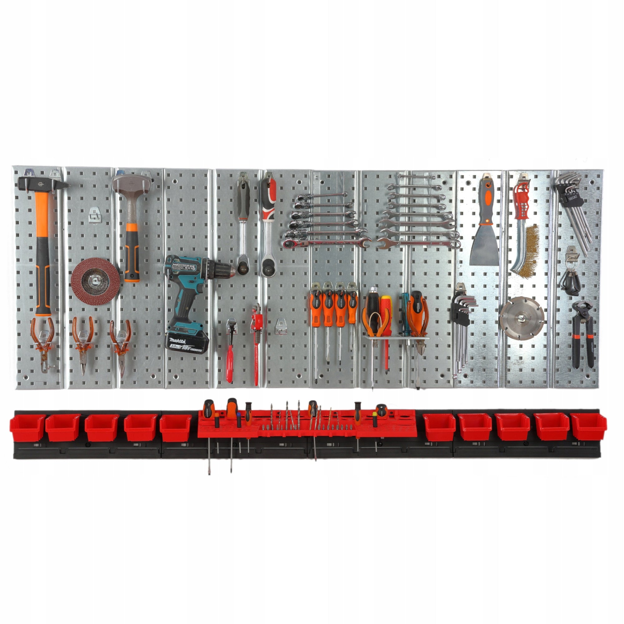 Metal tool board 1560 x 713 mm wall 10 cuvettes workshop garage Additional features hangable