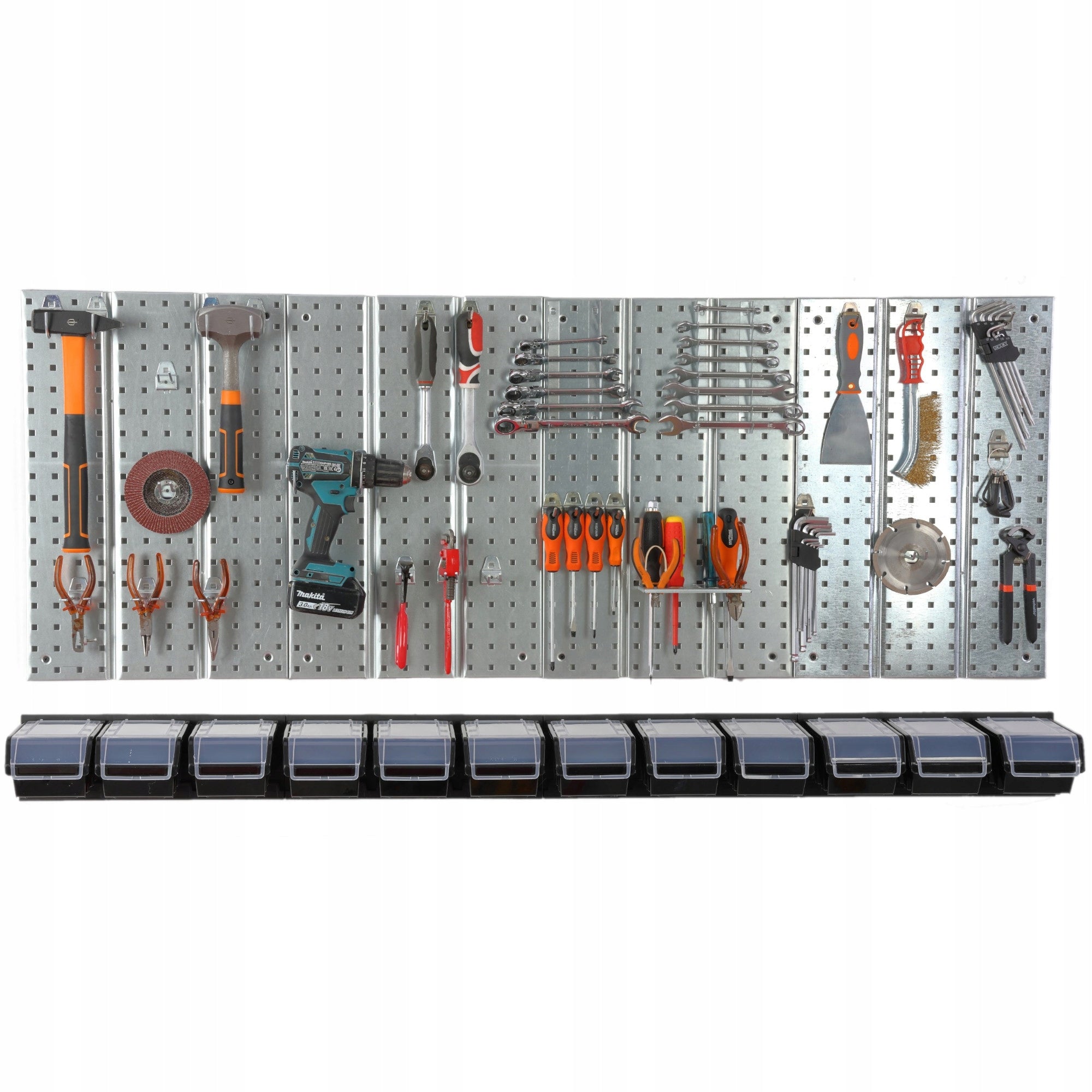 Metal tool board 1560 x 713 mm wall 12 cuvettes garage workshop Additional features hangable