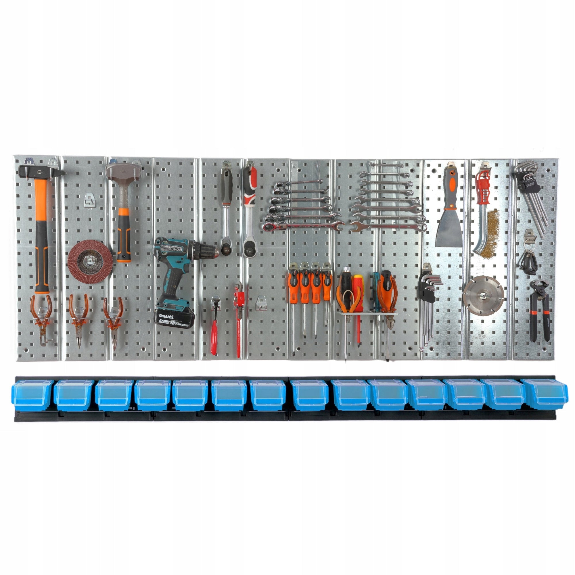 Metal tool board 1560 x 713 mm wall 14 cuvettes workshop garage Additional features hangable