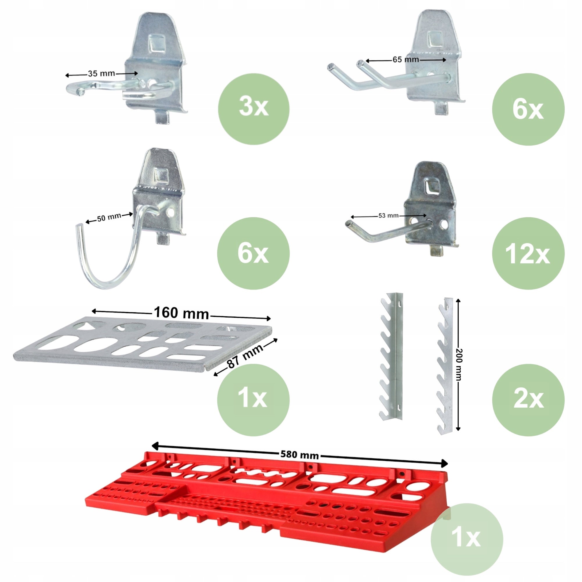 Metal tool board 1560 x 713 mm wall 8 cuvettes garage workshop Product height 71.3 cm