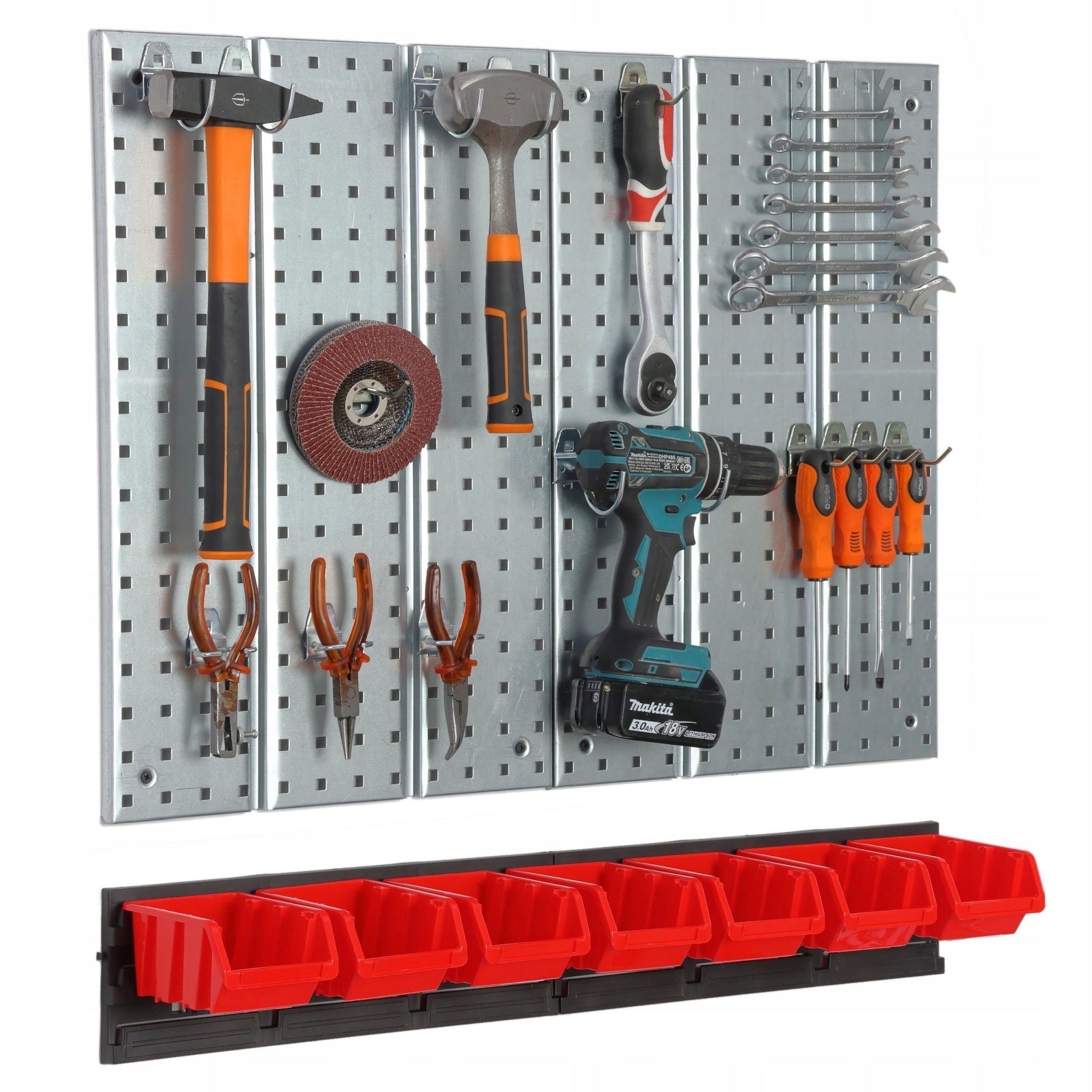 Metal tool board 780 x 713 mm wall 7 cuvettes workshop garage