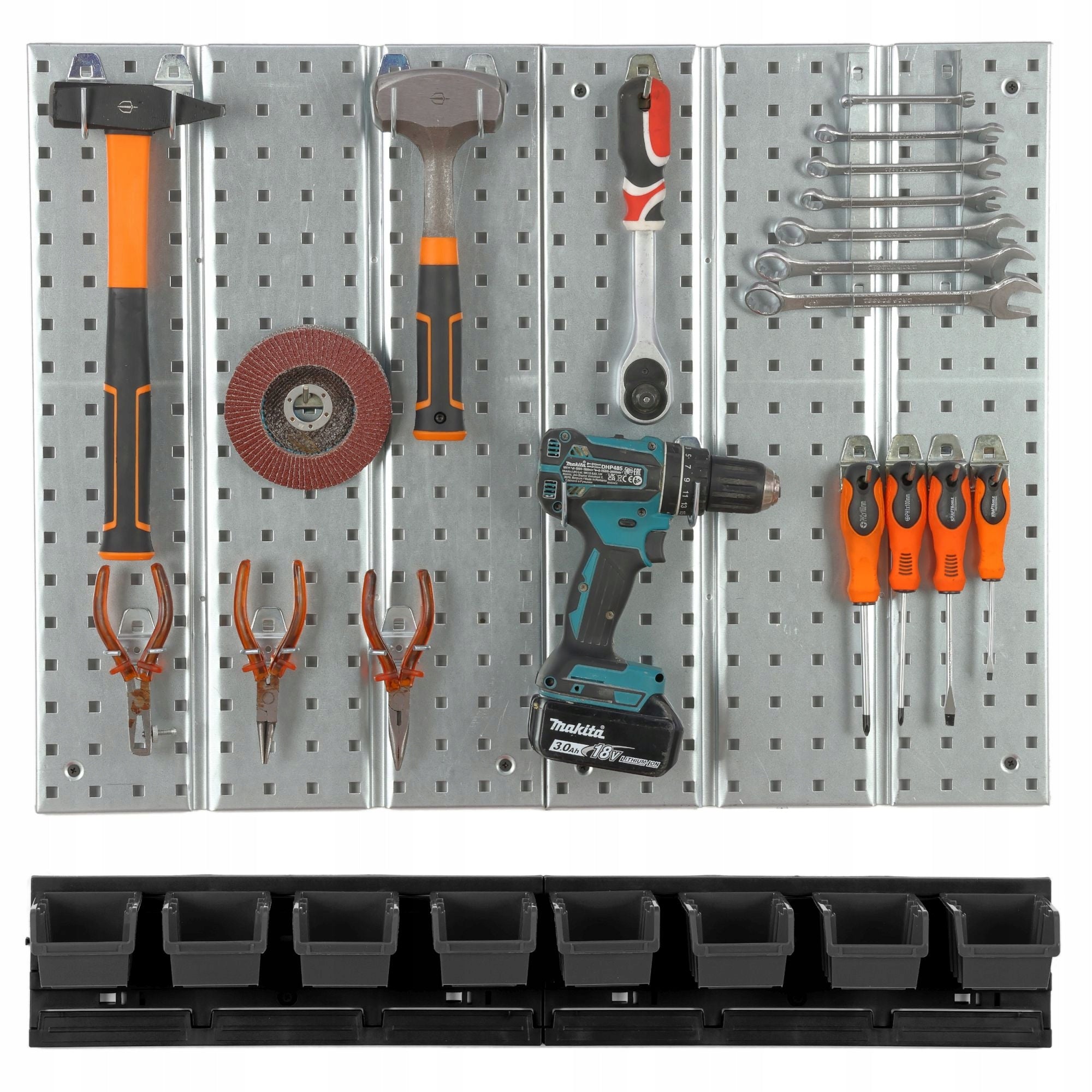 Metal tool board 780 x 713 mm wall 8 cuvettes garage workshop Additional features hangable