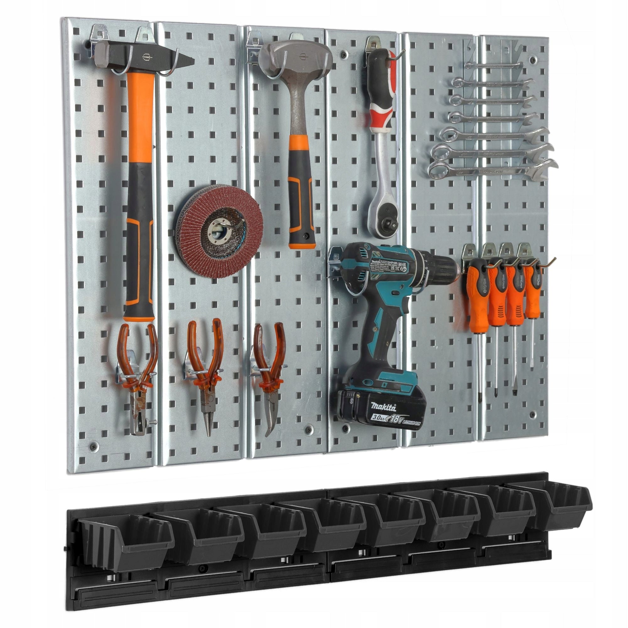Metal tool board 780 x 713 mm wall 8 cuvettes garage workshop