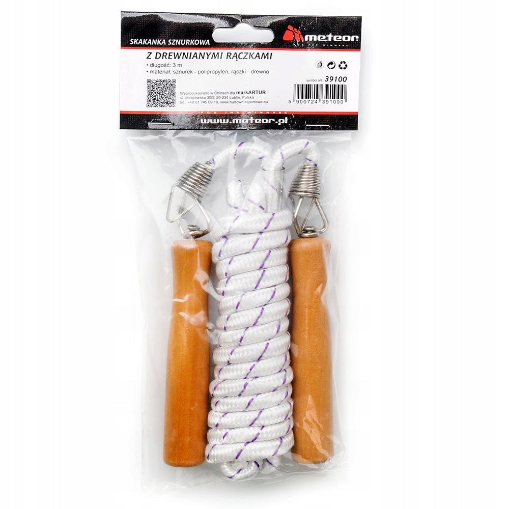 Meteor String jump rope 3m - wooden handles Color white