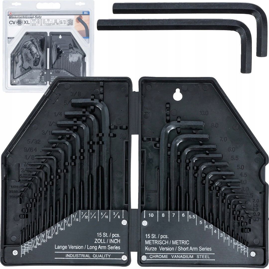 Metric and inch hexagons set 30pcs. 0,7-10mm BGS-Germany