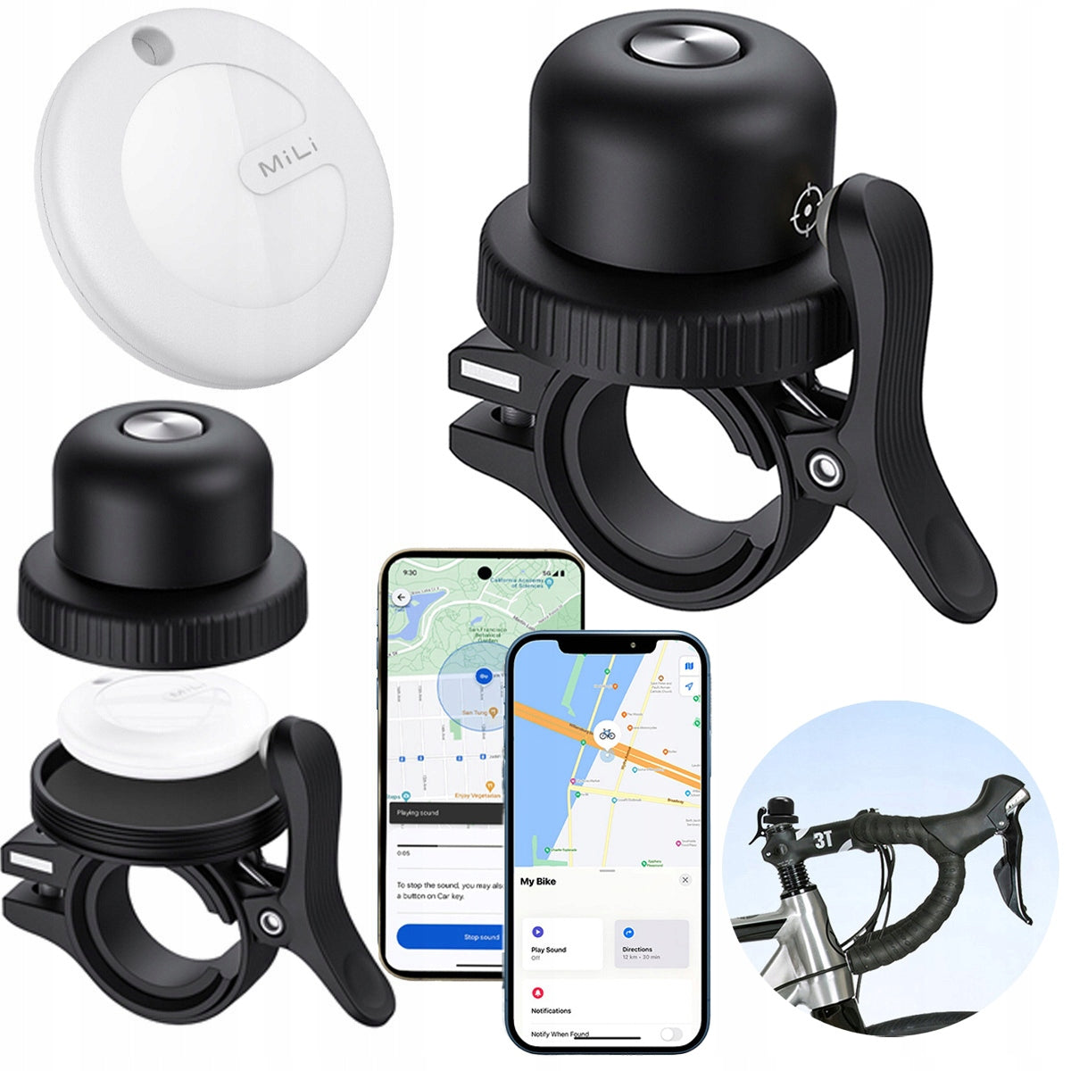 MiLi MiTag MiBell GPS Locator BT DUO ANDROID iOS APPLE BIKE BELL Packaging status original