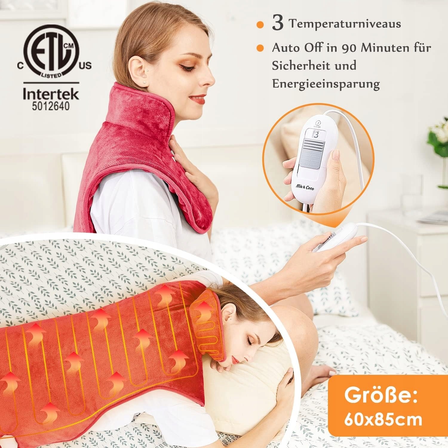 Mia&Coco HP-018 heating pad back neck 60x85 cm 3 levels Packaging status original