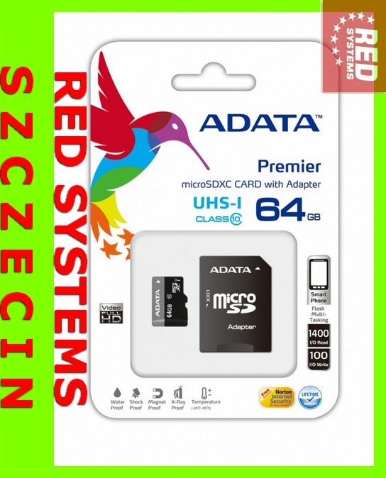 Micro SD microSD card 64GB ADATA Clas10 SDXC+Adap Packaging status original