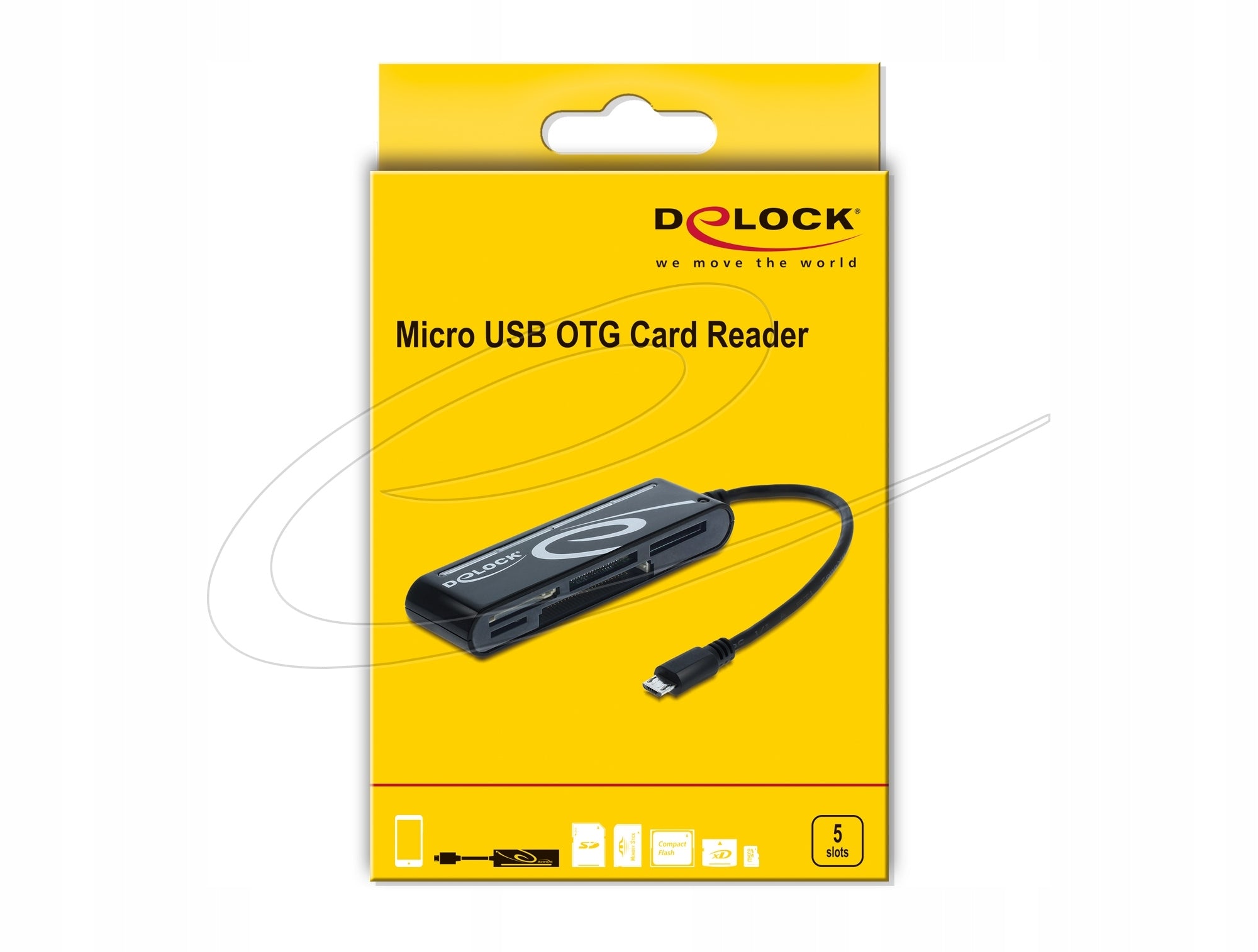 Micro USB OTG card reader with 5 Delock 91732 slots Packaging status original