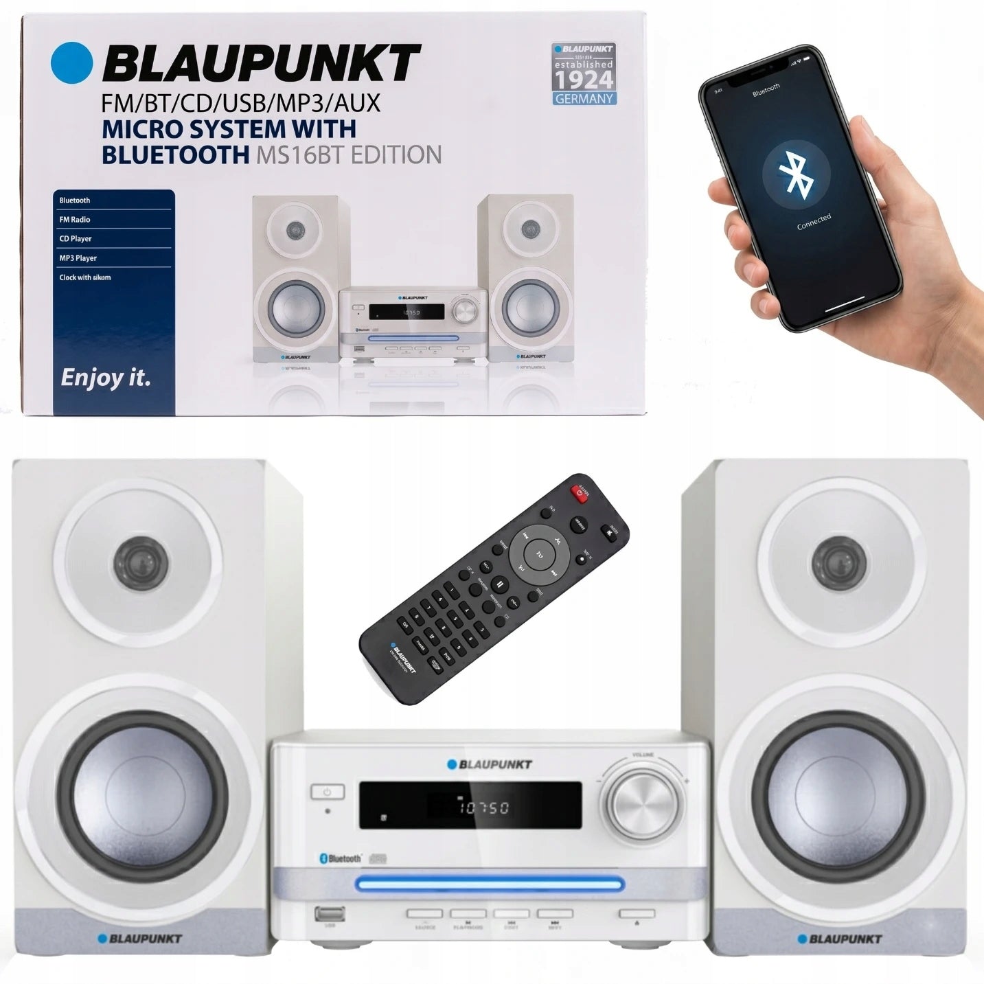 Micro tower Blaupunkt MS16BT EDITION FM/BT/CD/USB/MP3/AUX White Bluetooth