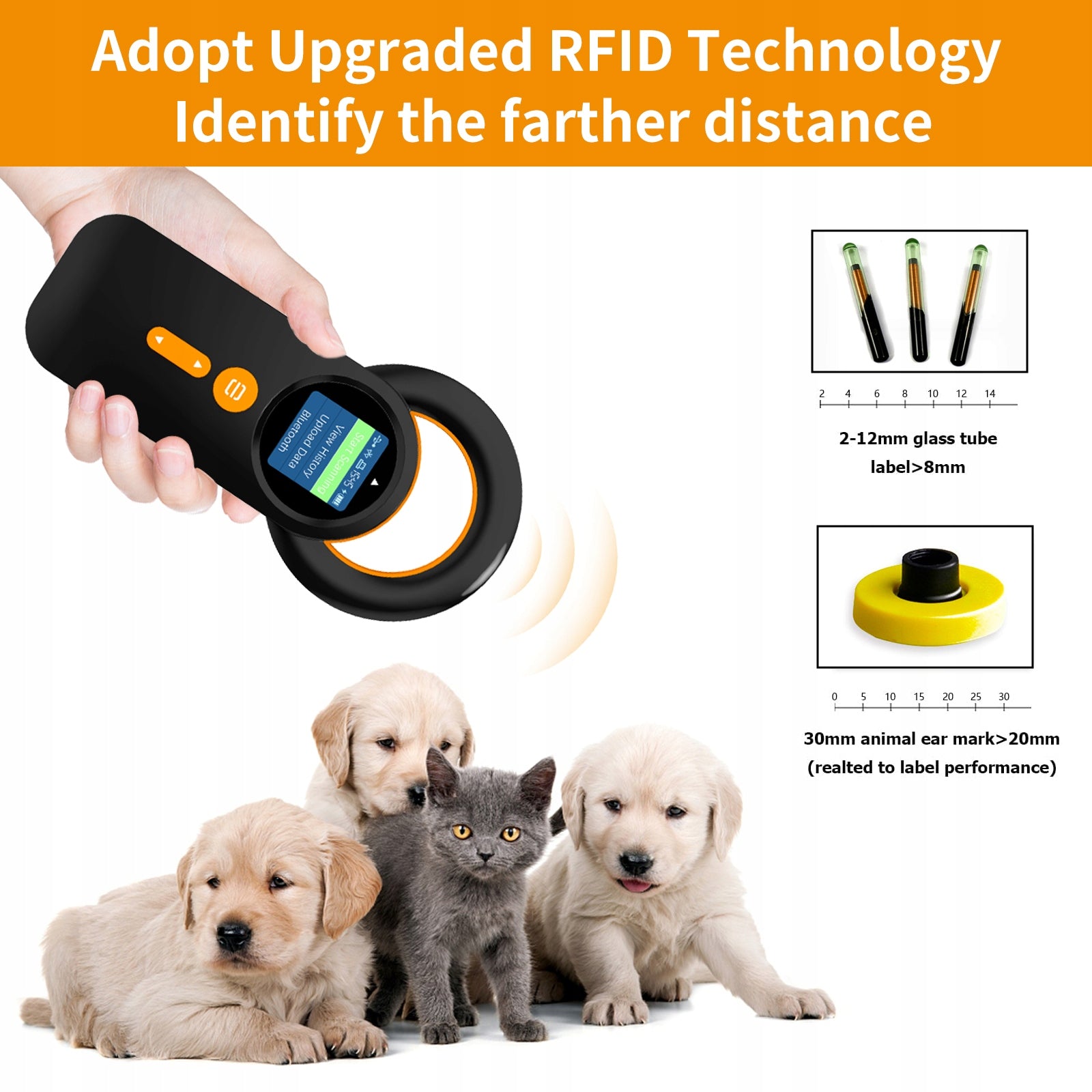 Microchip Tag PET Scanner RFID ID Reader Labels Animal N3