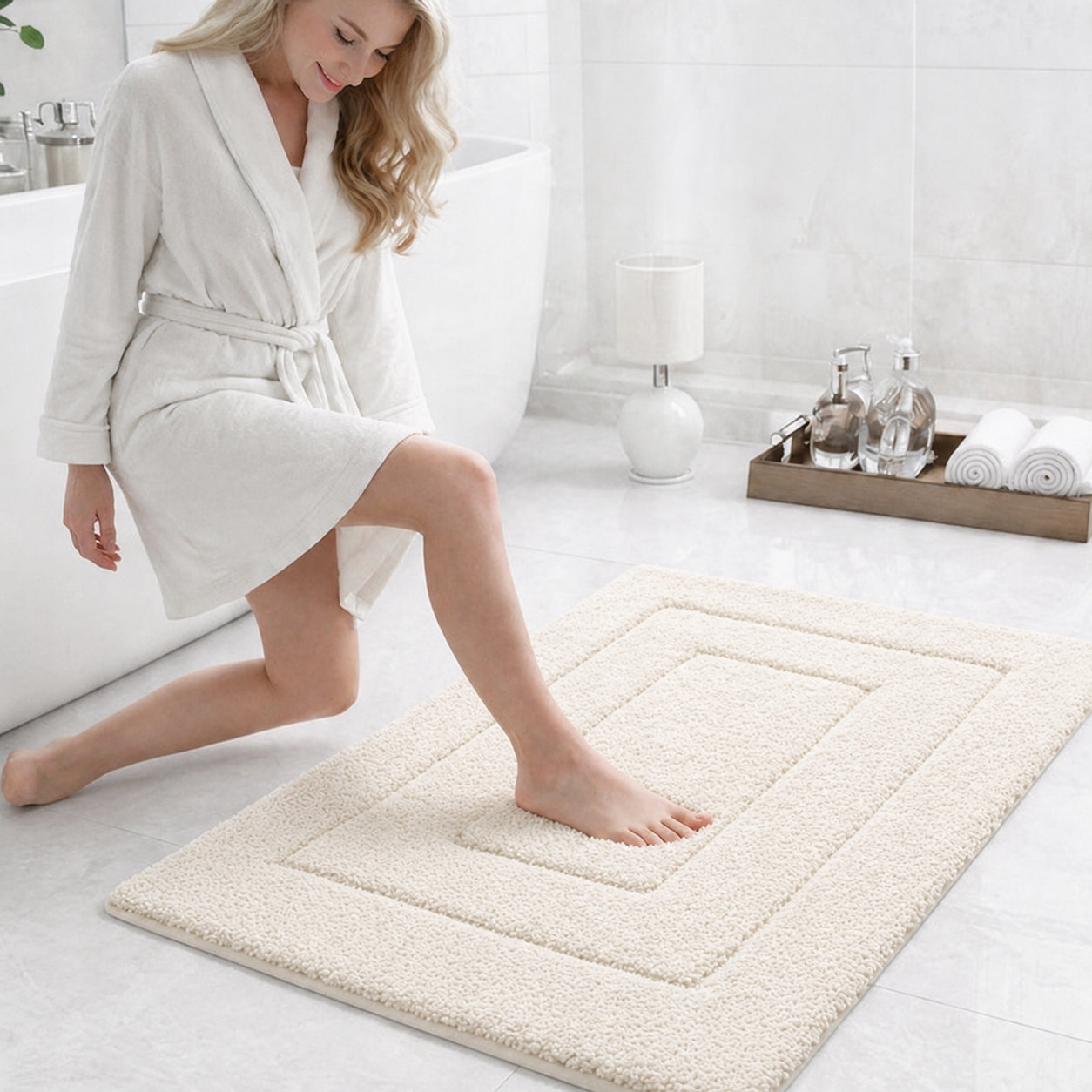 Microfiber Absorbent Bathroom Rug 80x50 cm Non-Slip Material microfiber
