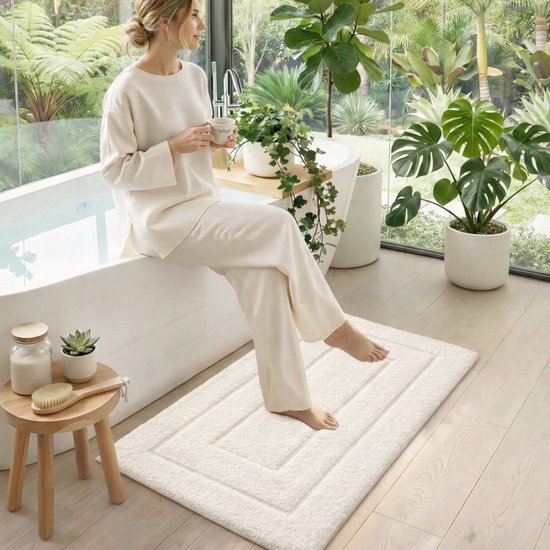 Microfiber Absorbent Bathroom Rug 80x50 cm Non-Slip Shape rectangle