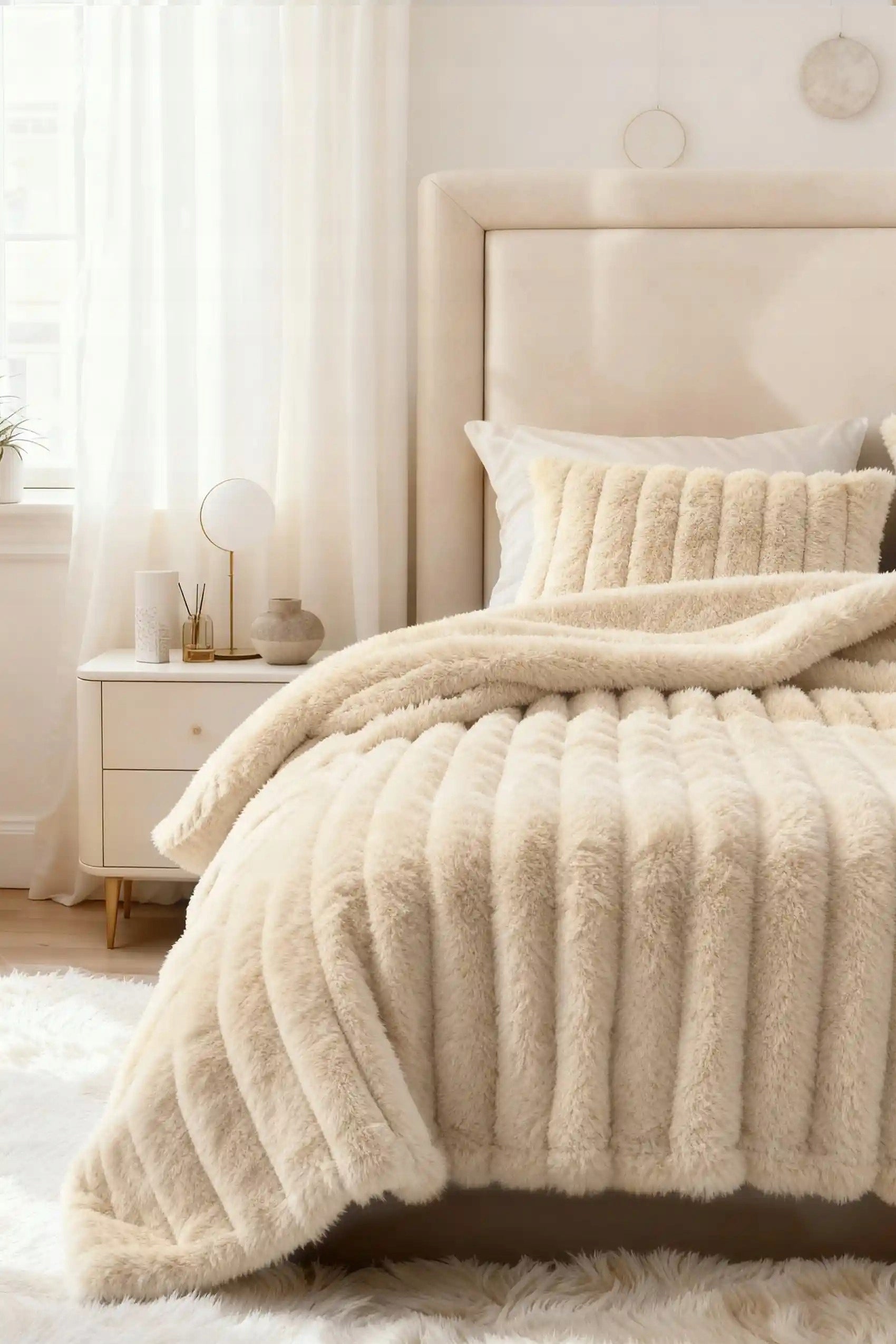 Microfiber Blanket 150x200 Bunny beige furry fluffy Packaging status original
