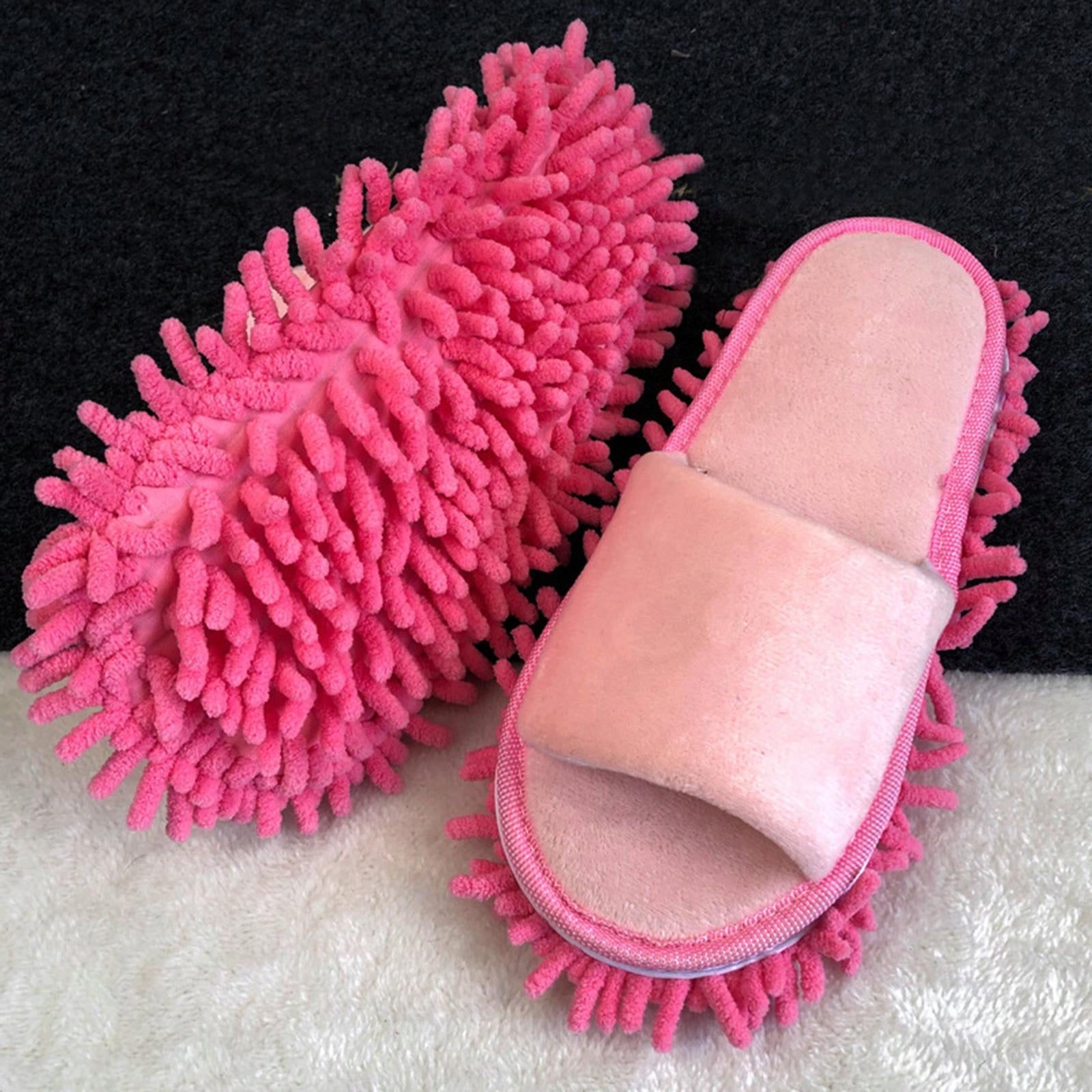 Microfiber Chenille Mop Slippers Men Women Detachable Household Pink