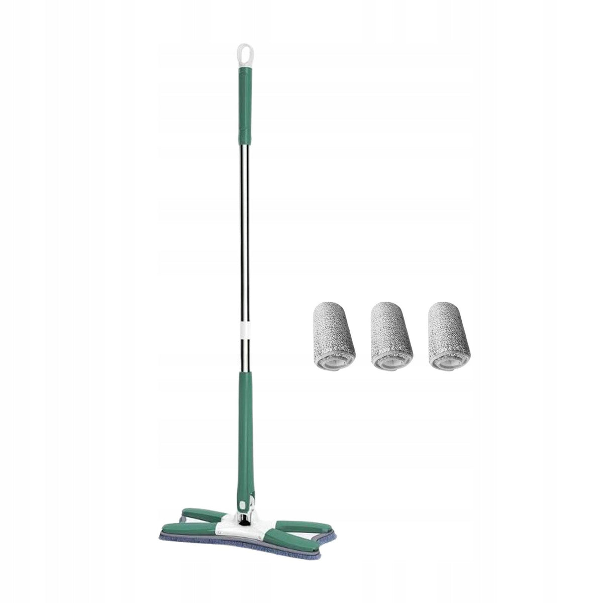 Microfiber Mops Flat Mopping with Stainless Steel Handle 3 Green and White Packaging status original