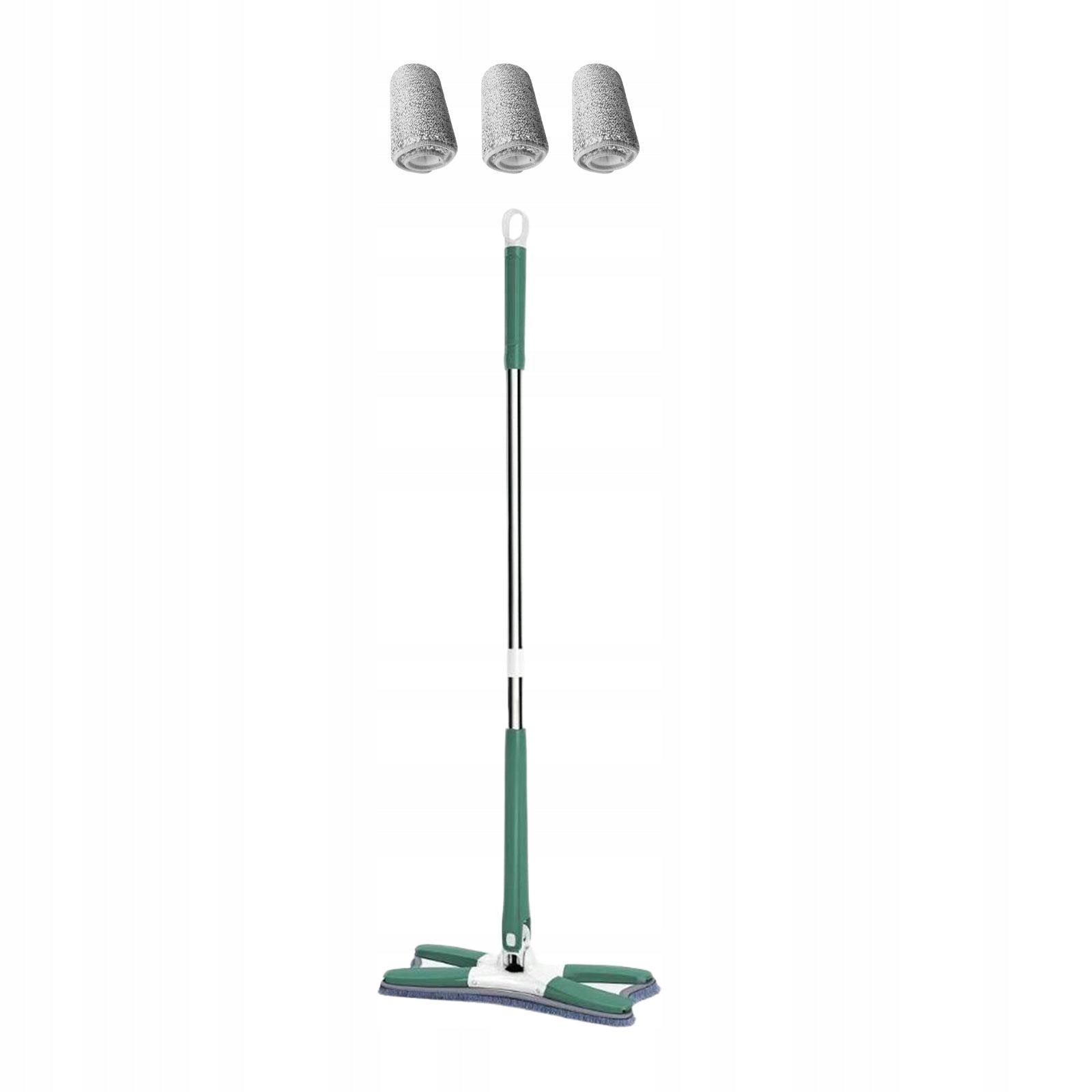 Microfiber Mops Flat Mopping with Stainless Steel Handle 3 Green and White