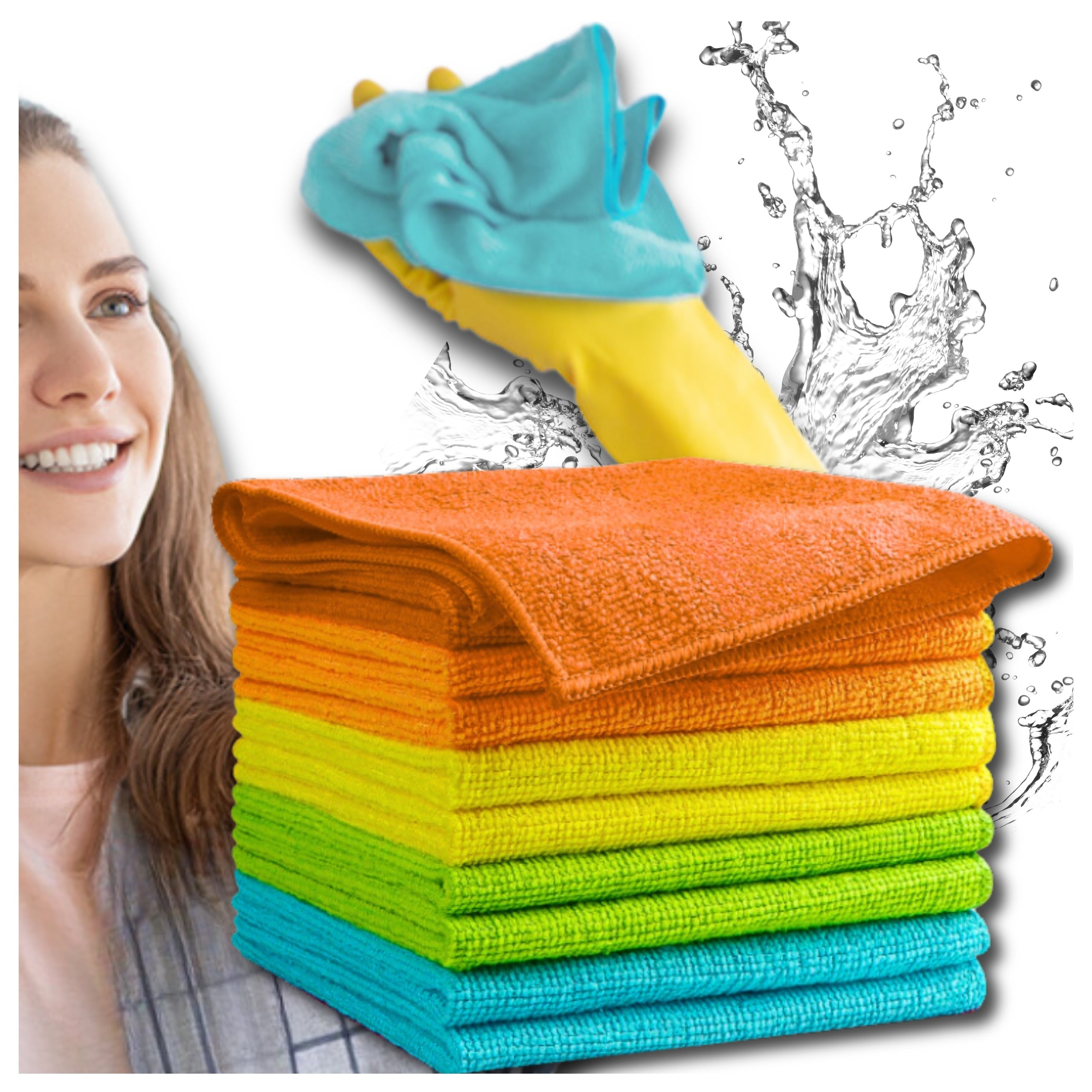 Microfiber Towel Set of 10 Pcs Cloths 30x30 Cm Colorful Cloths
