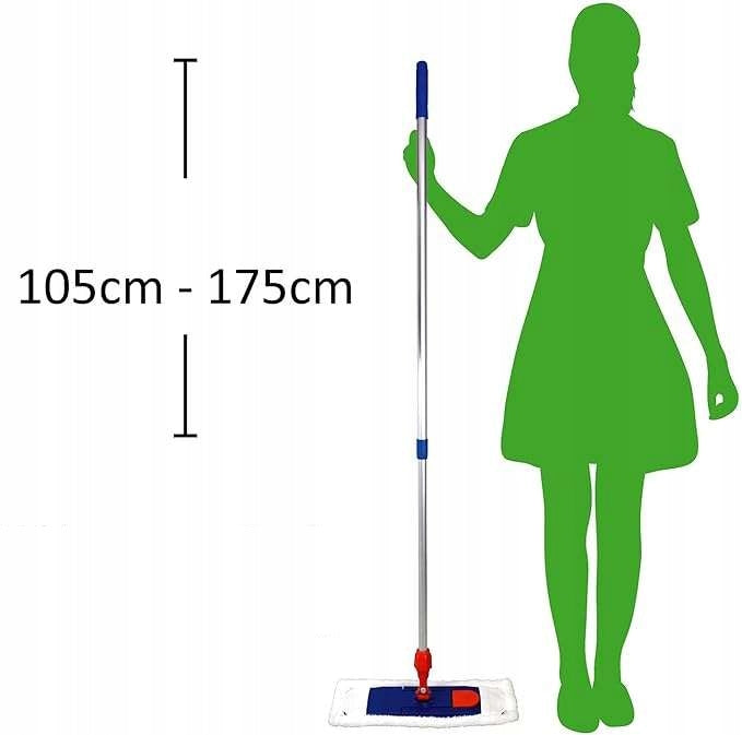 Microfiber flat mop for floor cleaning Telescopic bar up to 175 cm Manufacturer code X001064403