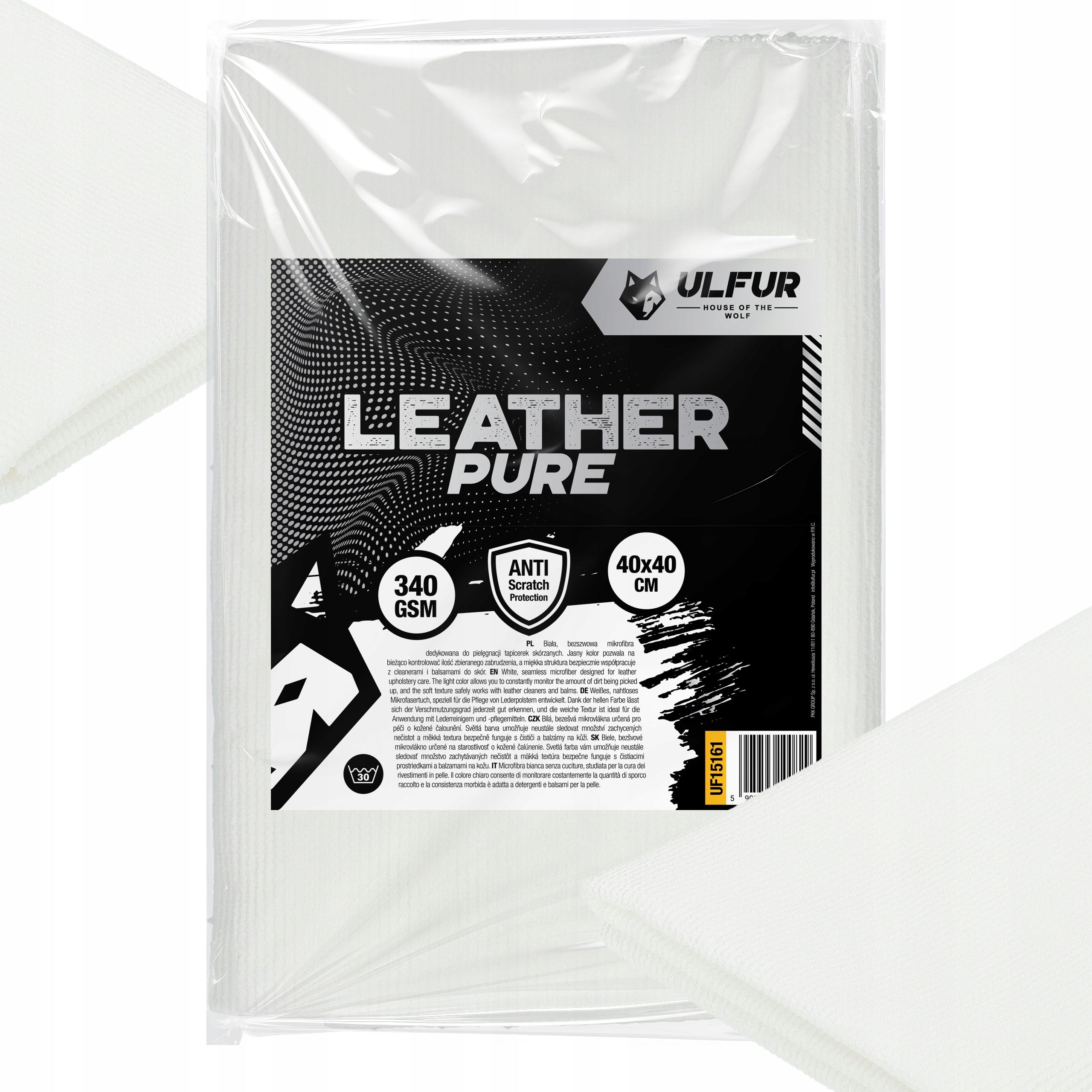 Microfiber for Skin Cleaning 40x40cm 340 GSM – White, Seamless ULFUR
