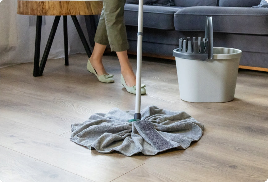 Microfiber mop tip RUBI + stick 137cm eco-friendly ECO EGO skirt Brand ECO EGO