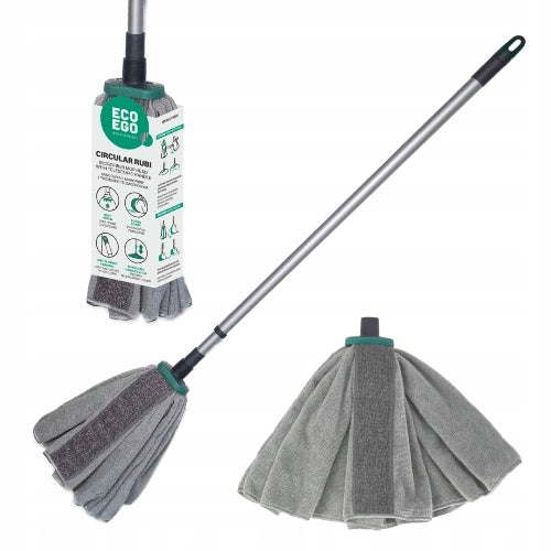 Microfiber mop tip RUBI + stick 137cm eco-friendly ECO EGO skirt