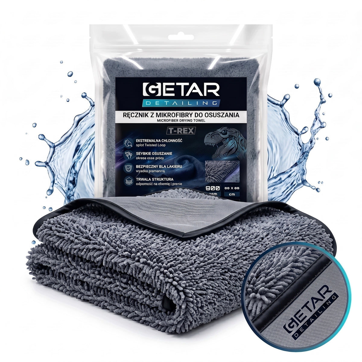 Microfiber towel for drying varnish GETAR 60x90 cm 800GSM T-REX (XL)