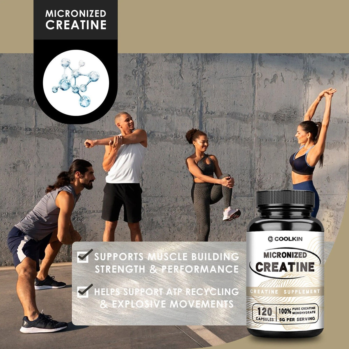 Micronized creatine - creatine monohydrate - for men, energy boost Packaging status original