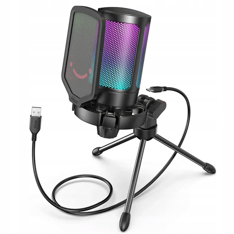 Microphone Fifine AmpliGame A6V Wired USB Black Fitr RGB Backlight