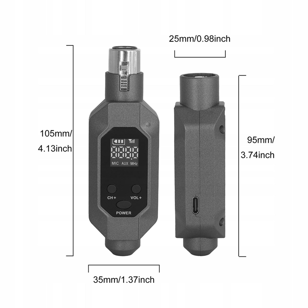 Microphone connected to wireless XLR transmitter and UHF receiver bezprz Manufacturer code I9283