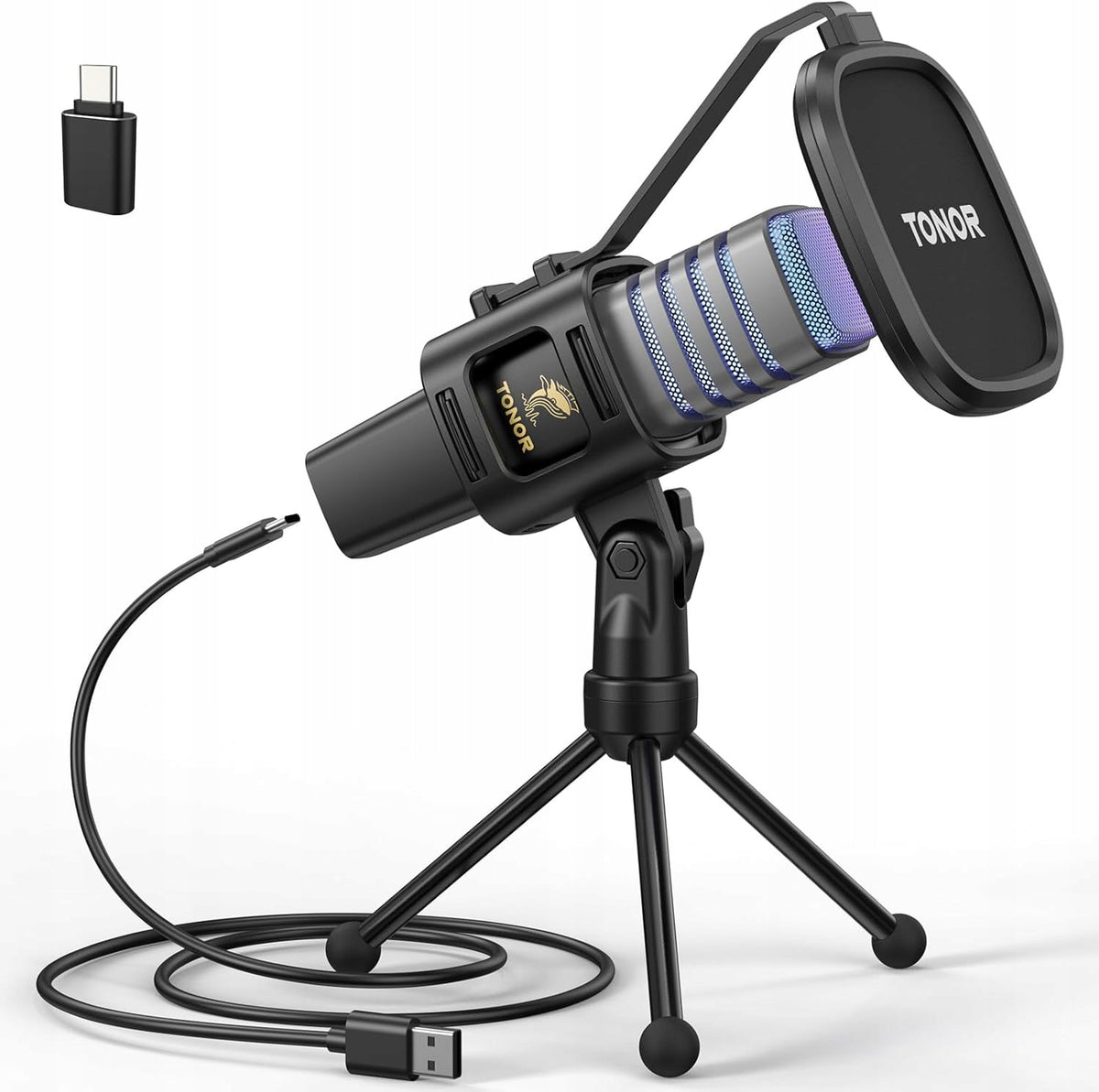Microphone for computer TONOR TC30 USB cardioid tripod RGB gaming