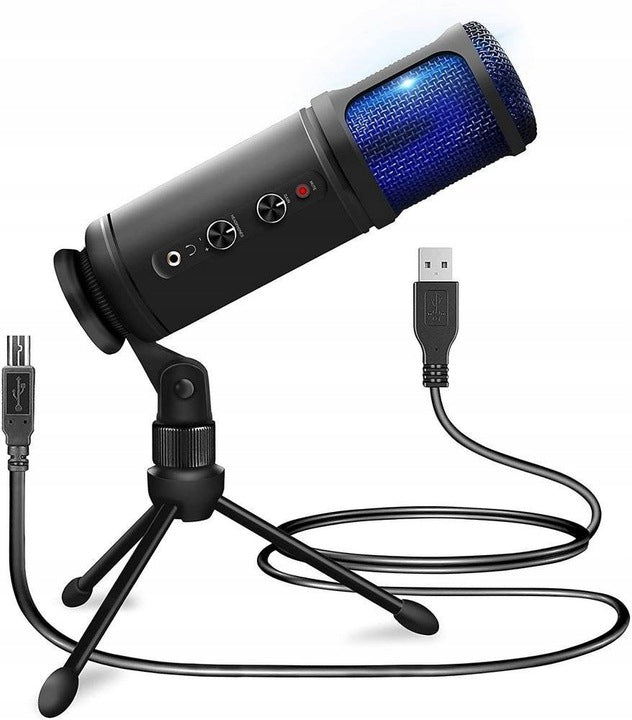 Microphone for computer USB LED studio tripod youtube podcast tiktok