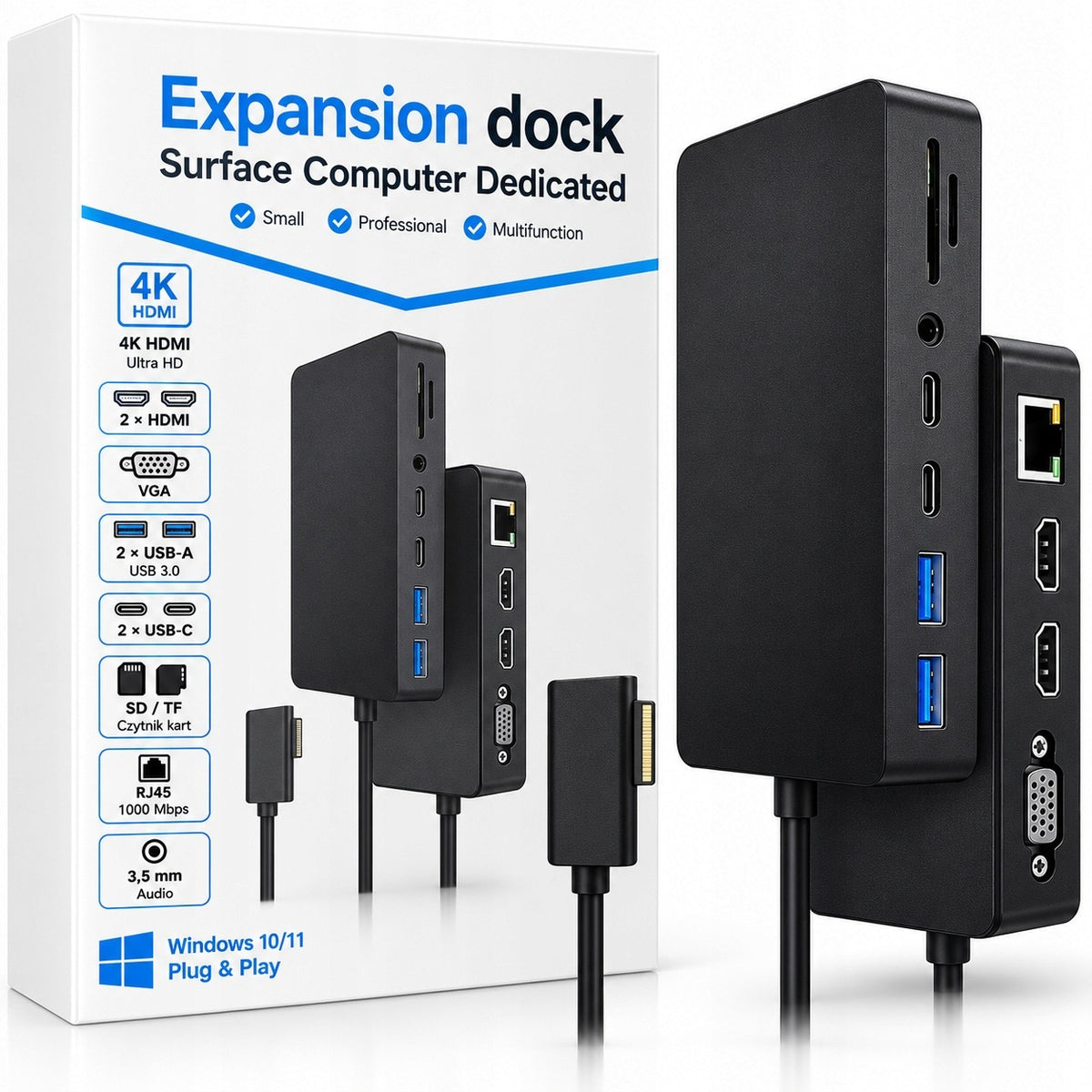 Microsoft Surface 11in1 USB 3.0 HDMI 4K VGA RJ45 SD TF USB-C