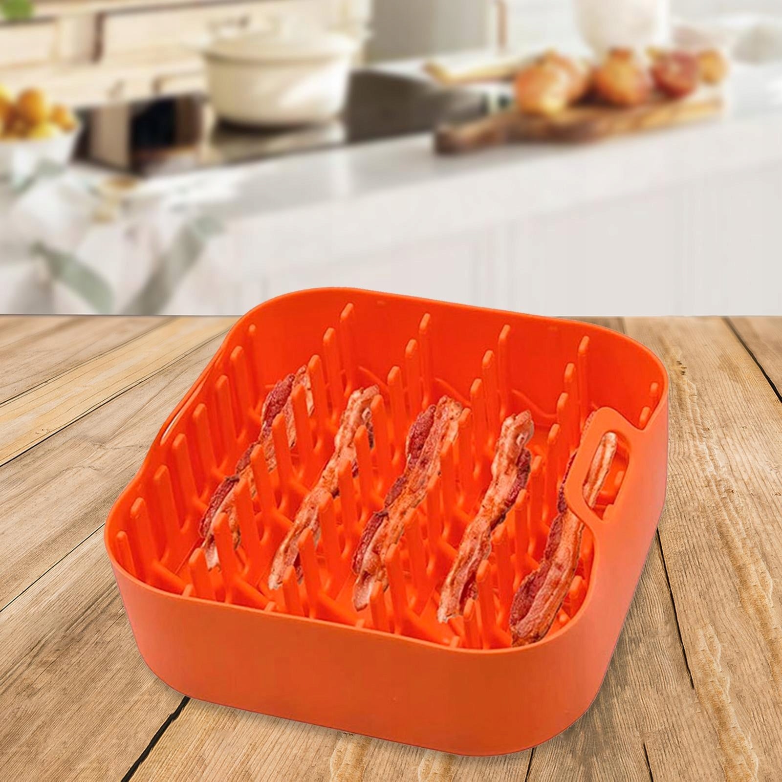 Microwave Cooker Silicone Baking Pan Reusable for Meat Bacon Rack and Tray