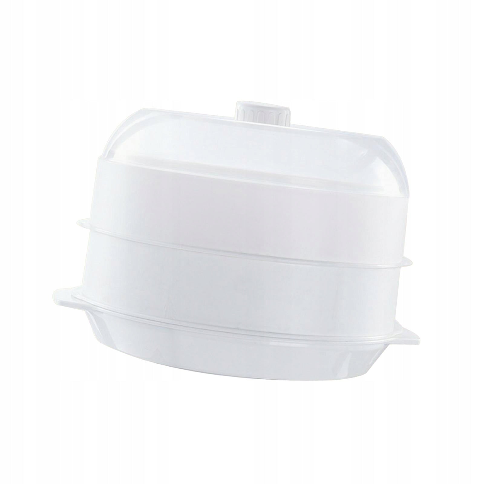Microwave Food Steamer Cooking Fast , Kitchen Steaming white double layer